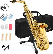 🎷𝓔𝓪𝓼𝓽𝓪𝓻 SAX Alto Saxophone E Flat F Key Saxaphone Gold Lacquer +Hard Case