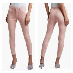 L'Agence Margot High Rise Dusty Pink White Contrast Coated Cropped Skinny Jeans - Picture 1 of 14