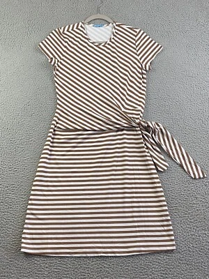 Vestido J. McLAUGHLIN Marrón Blanco Rayas Corbata Cintura Catalina Tela Elastizada Talla S EXCELENTE Foto 1 de 4