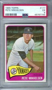1965 Topps  # 177 -- Pete Mikkelsen Yankees -- EX PSA 5