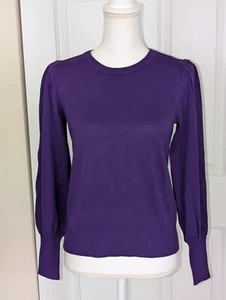 NWT Laurel Ralph Lauren Petite Crew Neck Long Sleeve Sweater, Purple, Sz PS - Picture 1 of 11