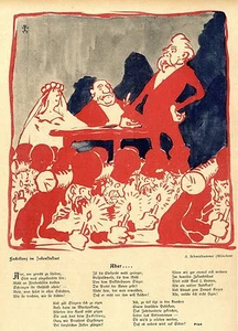Pips/A.Schmidhammer Munich danza de antorchas en el estado futuro caricatura política 1907 - Imagen 1 de 1