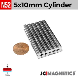 5mm x 10mm N52 Super Strong Cylinder Disc Rare Earth Neodymium Magnet 5x10mm - Picture 1 of 2