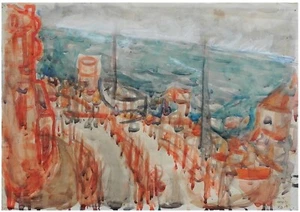 Elhanan Halpern: View from Jaffa to Mediterranean Sea 47/Israeli Jewish Modern - Picture 1 of 2