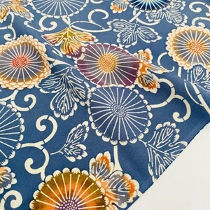 Blue Fortune #B 14x62 LONG Vintage Silk Chirimen Japanese Kimono Fabric CH64 - Picture 1 of 8