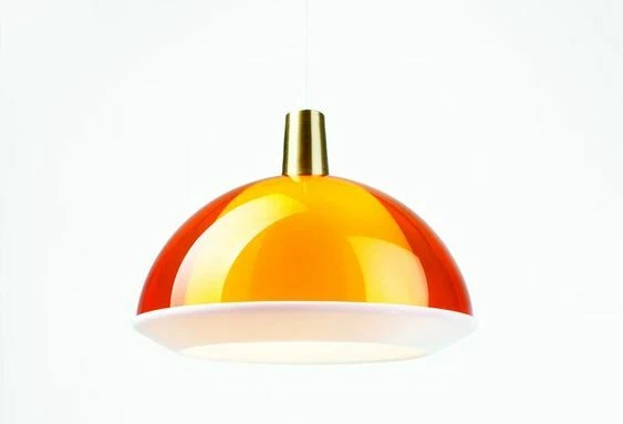 LÁMPARA COLGANTE FINLANDESA MODERNA DE MEDIADOS DE SIGLO YKI NUMMI "KUPLAT" 400 CM NARANJA NUEVA Foto 1 de 4