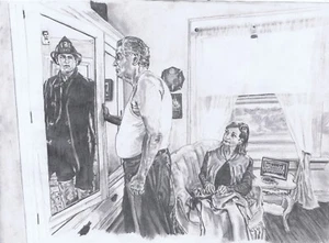 Original pencil drawing the Mirror Looks Back - Picture 1 of 2