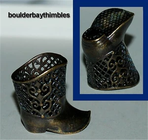 THIMBLE - RUSSIAN BRONZE-BRASS SHAPED FILIGREE BOOT R03 NEW - Picture 1 of 1