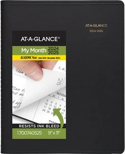 Planner 2024-2025 Academic, Monthly, 9" X 11", Large, Flexible Cover, Black (700 - Picture 1 of 8