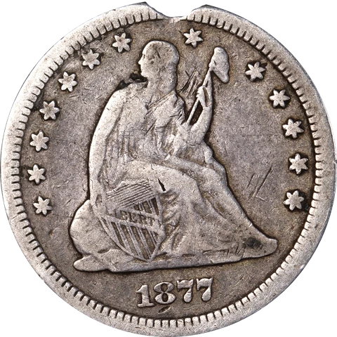 1877-CC Seated Liberty Quarter - Damaged Great Deals From The Executive Coin Com Cover