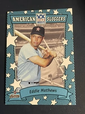 2002 TOPPS AMERICAN PIE EDDIE MATHEWS AMERICAN SLUGGERS BLUE BASEBALL CARD  - Image 1 of 2