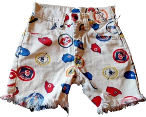Boys Size 6 Graphic Handmade Shorts Team Sport Logos Original Unique Fray Soccer - Picture 1 of 6