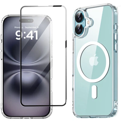 Funda Transparente para iPhone 16 Pro Max No Amarillenta Cubierta Antigolpes + Protector de Pantalla Foto 1 de 4