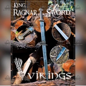 Wikinger Ragnar Edelstahl Replik Schwert mit Scheide & Wandpolque - Bild 1 von 9