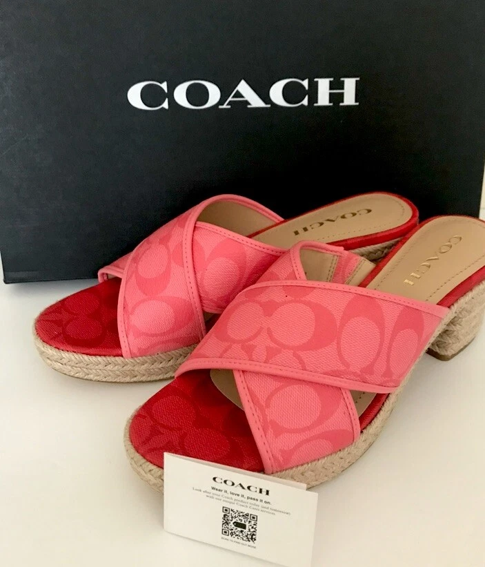 Coach Sloan Espadrille Sandals Pink Lemonade/ Pop Red Size 8.5