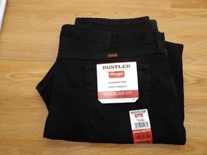 Men's Rustler by Wrangler Classic Regular Fit Straight Leg Jeans Black 46x32 NEW - Picture 1 of 6
