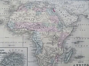Afrika St. Helena Marokko Ägypten Abessinien Transvaal Kap Kolonie 1874 Mitchell Karte - Bild 1 von 5