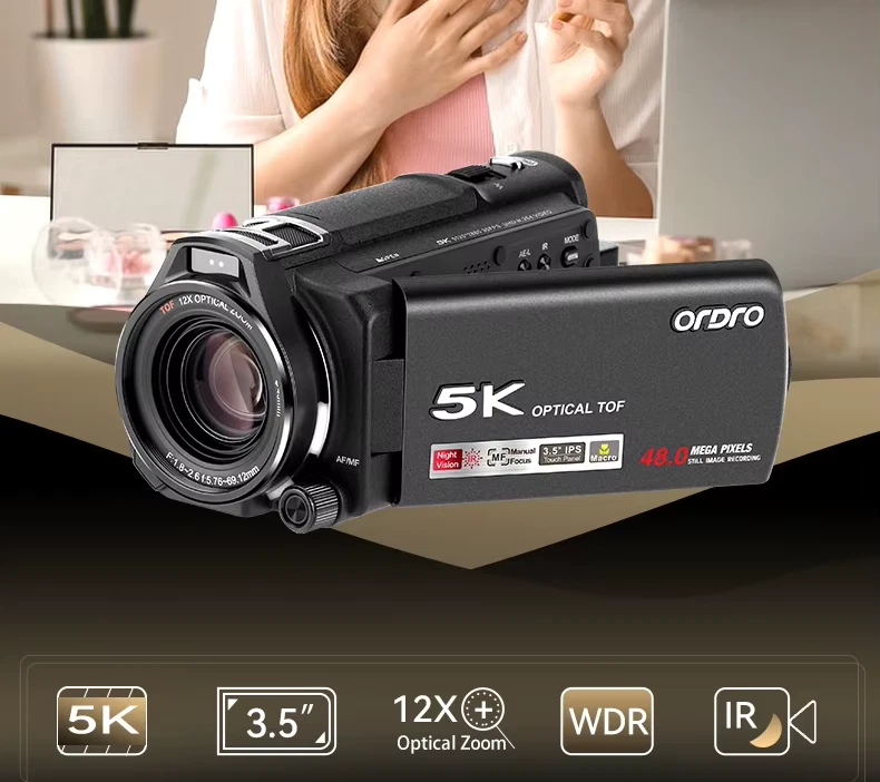 ORDRO XV80 Live Streams Digital Camera Camcorder 4K 12X Optical Zoom 40X Hybrid - Image 1 of 4