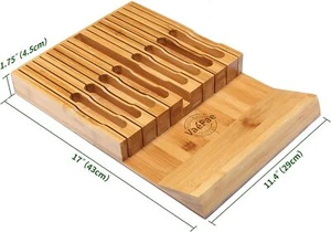 VaeFae In-Drawer Knife Block,Bamboo Knife Drawer Organizer Insert, Kitchen Knife - Picture 1 of 5
