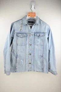 Evil Twin oversized longline raw edge denim jacket in antique blue size S/UK10 - Picture 1 of 15