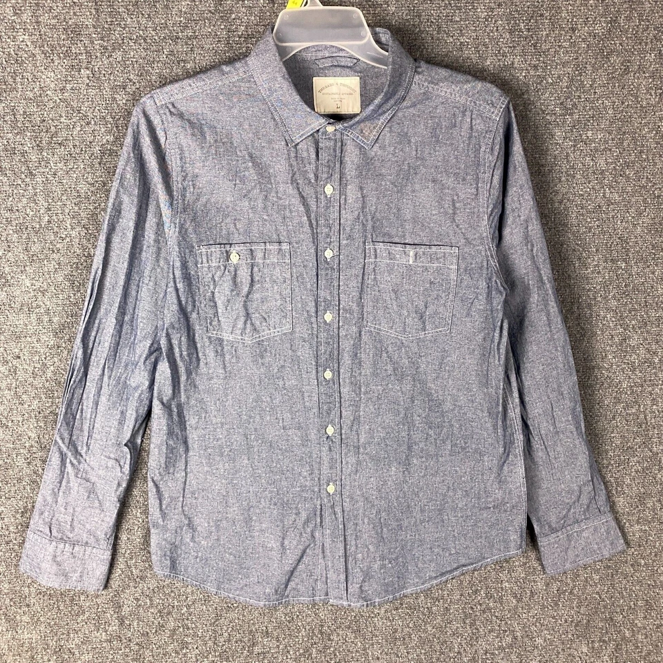 Threads 4 Thought Button Up Shirt Men's Large Long Sleeve Blue 100% Cotton L - Image 1 of 4