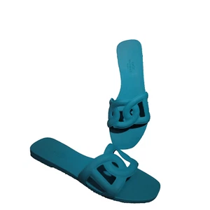 Hermes Aloha Women's Size EU 40 US 10 Vivid Blue Slip Resistant Rubber Sandals - Picture 1 of 11