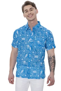 LA LEELA Mens Hawaiian Shirts Short Sleeve Button Down Shirt Men's Casual - Picture 1 of 3