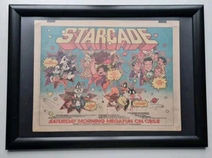 Starcade TV Show Cbs HYPER RARE FRAMED ADVERT GAME POSTER A3 Frame 9X12" Ad - Picture 1 of 9