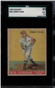 1933 Goudey #29 Jimmy Foxx SGC 3.5