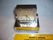 Swiss Made chrome desk top clock Art Deco liga watch plays music for repair