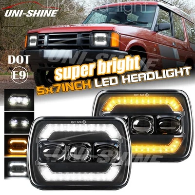For Land Rover Discovery 1 & 2 5x7” E-geprüft LED Scheinwerfer Hi/Lo Beam DRL X2 - Bild 1 von 4