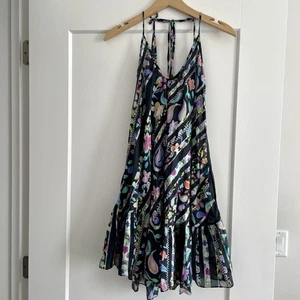100% Cotton Boho Print Strappy Mini Dress with Pockets Sara Joy Womens Small - Picture 1 of 9