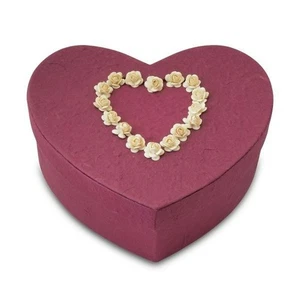 Large/Adult 240 Cubic Ins Burgundy Heart Paper Funeral Cremation Urn for Ashes - Picture 1 of 1