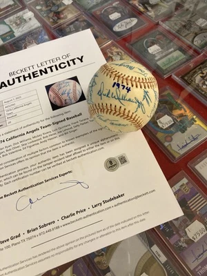 1974 California Angels Team Signed Official AL Baseball Nolan Ryan Beckett LOA - Image 1 of 4