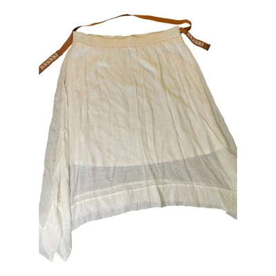 I.N. Falda Studio Blanca 2X Talla Grande Dobladillo Asimétrico Corbata Cintura Boho Chic Forrada Foto 1 de 4