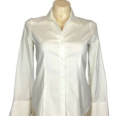 Jones Wear Shirt 10 White Easy Care Long Sl Button Cuff Cotton Casual Career - Image 1 of 4