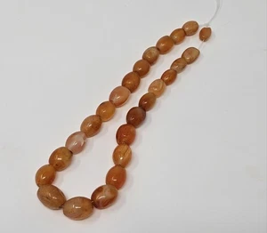 Lot of 25 Vintage Carnelian Agate Natural Polished Stone 9mm to 12mm Oval Beads - Picture 1 of 2