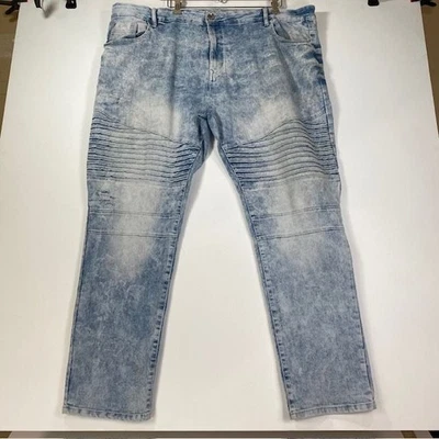 Jeans de motociclista Southpole lavagem ácida com detalhes desgastados tamanho 48x32 - Imagem 1 de 4