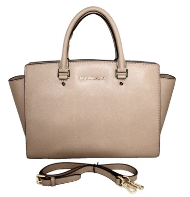 Bolsa satchel Michael Kors Selma conversível couro saffiano acinzentado 30S3GLMS7L - Imagem 1 de 4