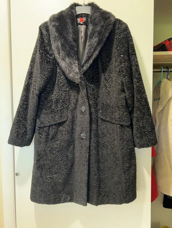 Vintage Black Coat, Long, Size L — 第 1/3 张图片