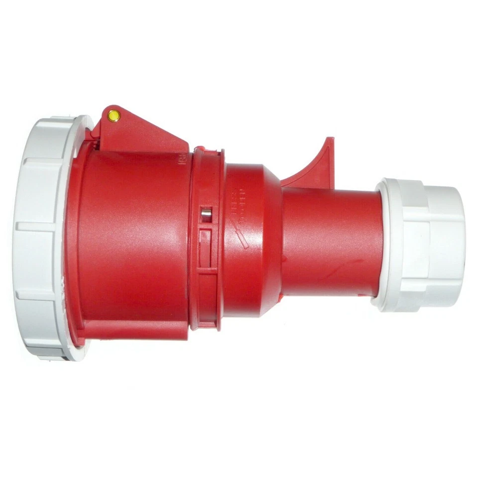 32A 3P+N+E Coupler Red 415V 3 Phase Fast Fit Twist Lock Waterproof 5 Pin Socket - Image 1 of 1