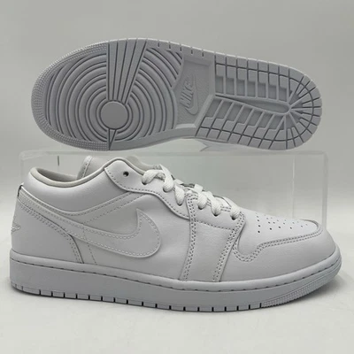 Womens Size 10.5 Nike Air Jordan 1 Low Triple White Sneakers DV0990 111 NEW - Image 1 of 4