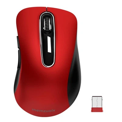 2.4G Red Wireless Mouse 1400 DPI Optical Cordless with USB Receiver 5 Button - Image 1 of 4