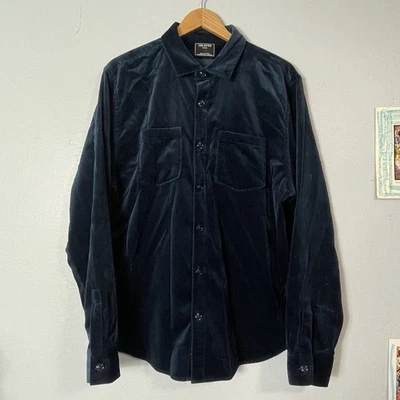 Camisa masculina Todd Snyder veludo com botões XL azul Portugal manga longa algodão - Imagem 1 de 4