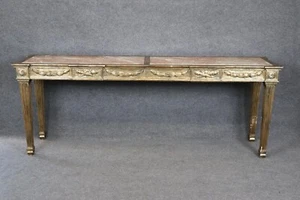 Grand French Marble Top Carved Louis XVI Directoire Silver Leaf Console T - Picture 1 of 12