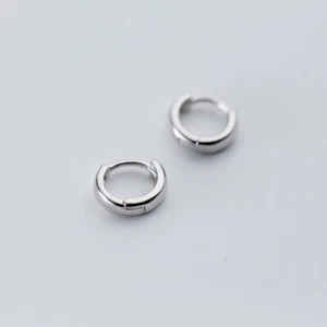 Solid 925 Tiny Huggie Hoop Earrings-Sleep Wearing Long Last-conch cartilage Baby - Picture 1 of 9