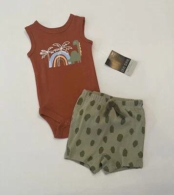 Recién Nacido Bebé Niño Ropa Pantalones Cortos Body 2 Piezas Conjunto Lindo Conjunto Nuevo Foto 1 de 3