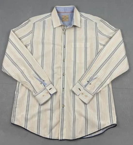 Tommy Bahama Shirt Herren groß beige gestreift Insel handgefertigt geknöpft langarm - Bild 1 von 18
