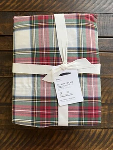 Pottery Barn Stewart Plaid Organic Percale Sheet Set 4 Piece New Full - Picture 1 of 1