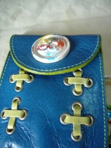 3 en 1! mini porte-monnaie/porte-clé STQ 100% cuir bleu valeur 100€ (-50%) - Picture 1 of 24